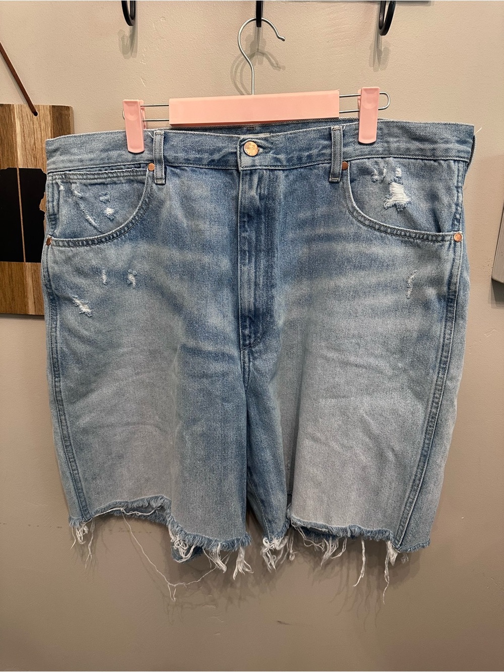 Wrangler Light Blue Distressed Denim Jean Shorts
